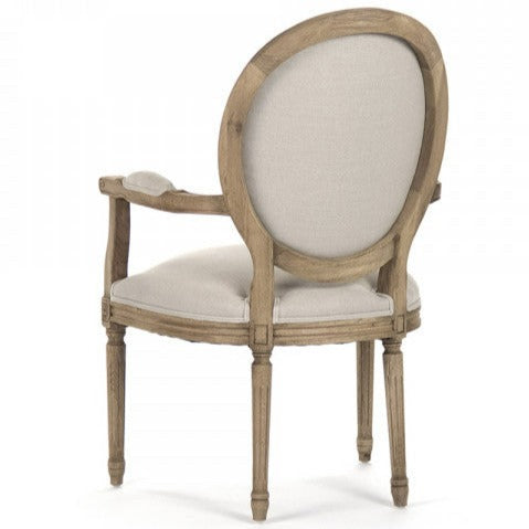 Natural Linen & Oak Medallion Arm Chair