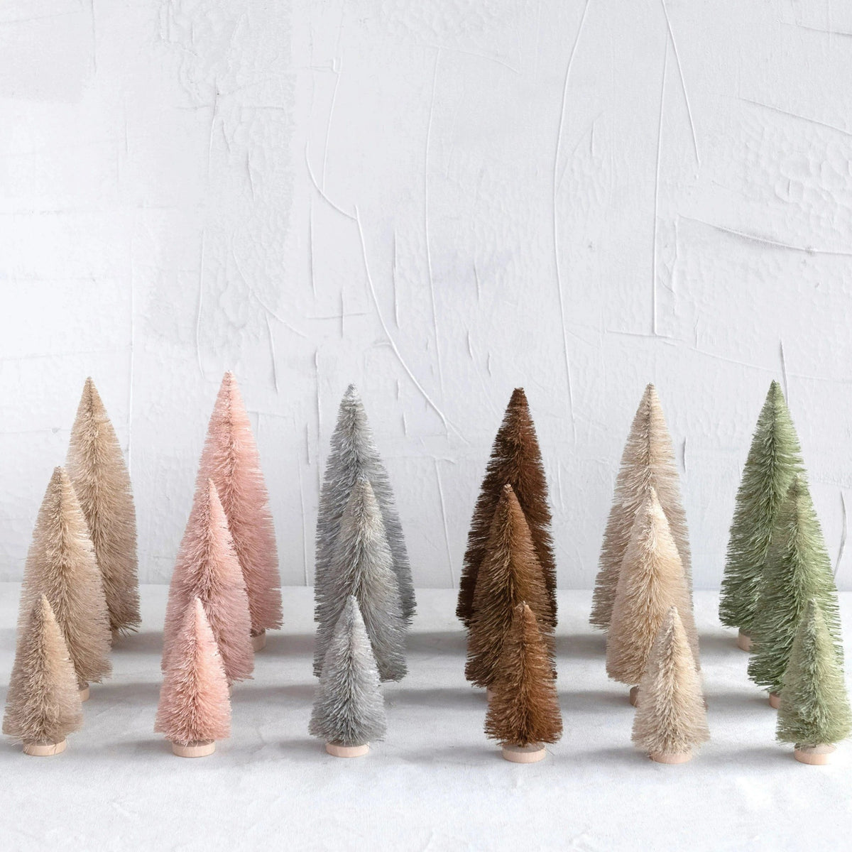 Neutral Colored Bottle Brush Tree With Wood Base
