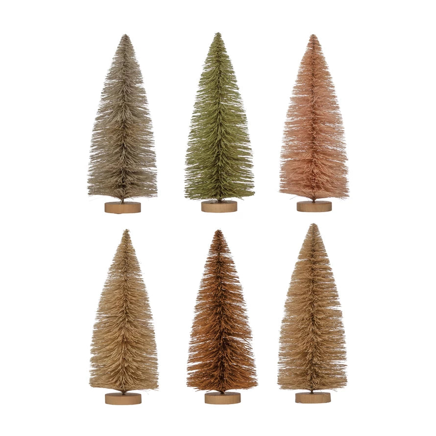 Neutral Colored Bottle Brush Tree With Wood Base