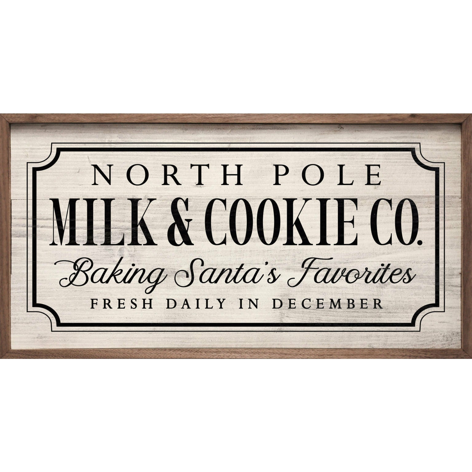 North Pole Milk And Cookie Co. Wood Framed Print