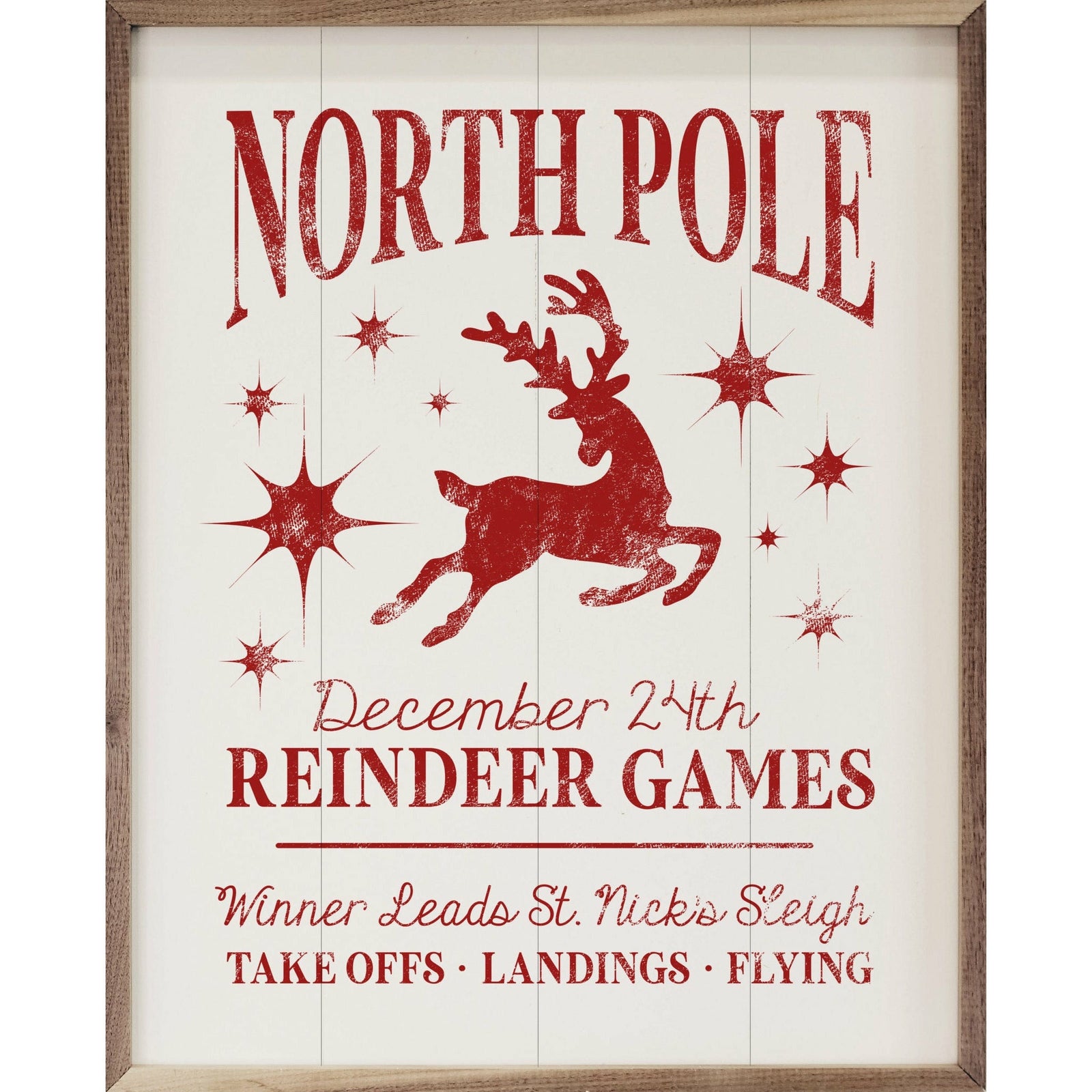North Pole Reindeer Games Wood Framed Print