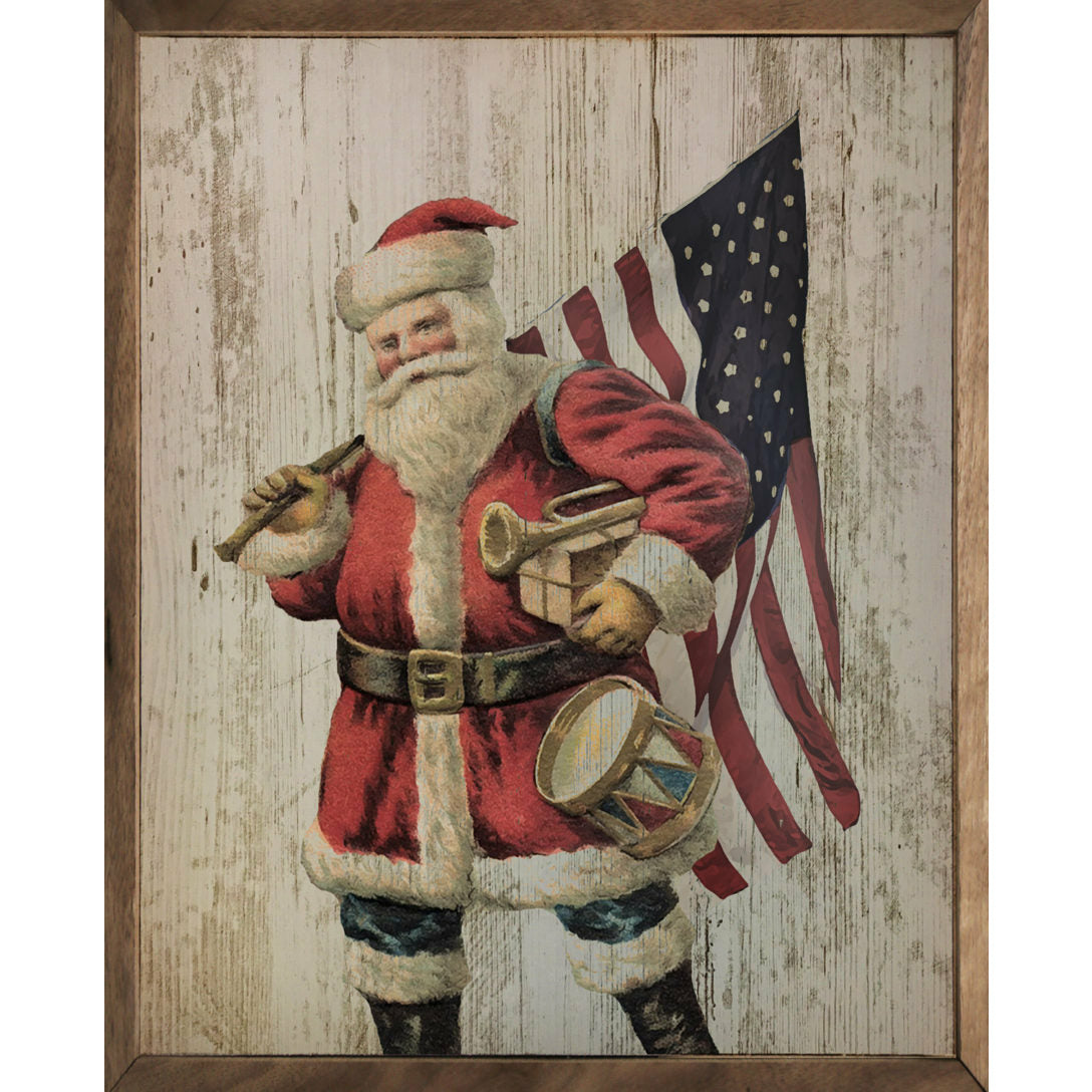 Patriotic Santa Wood Framed Print