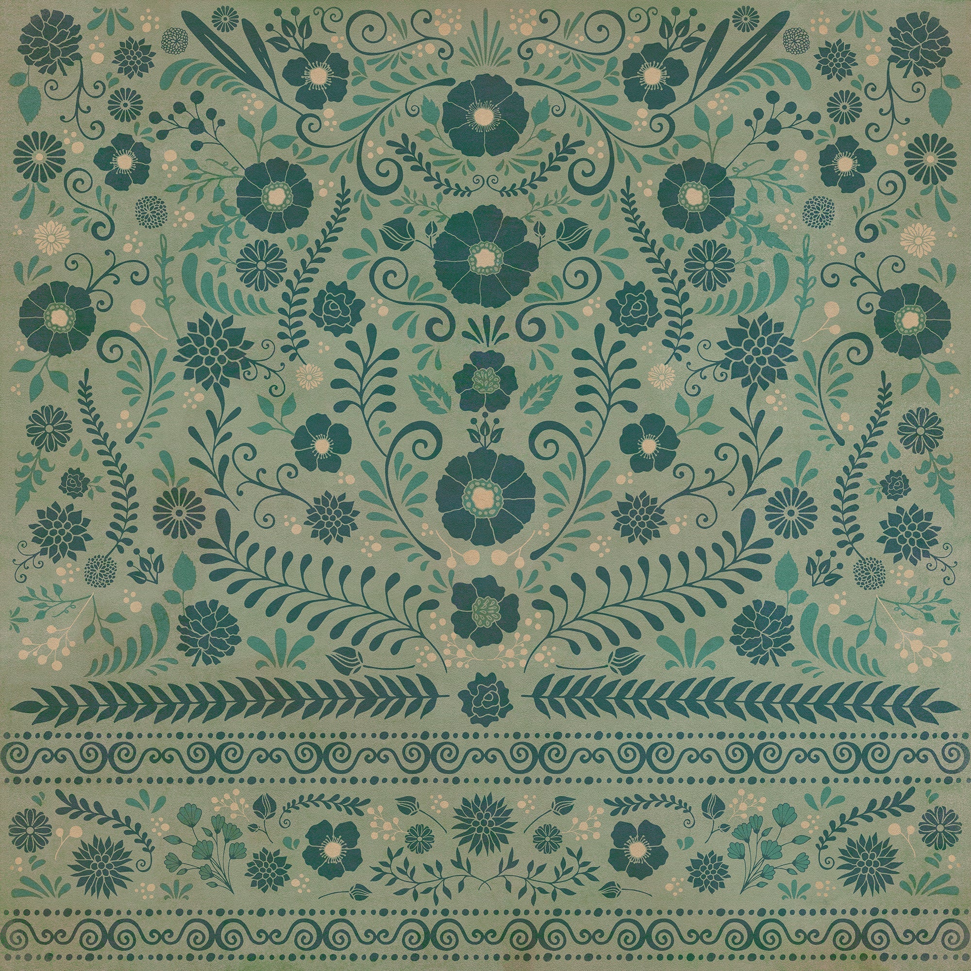 Pattern 36 A Few Flowers At His Feet Vinyl Floor Cloth