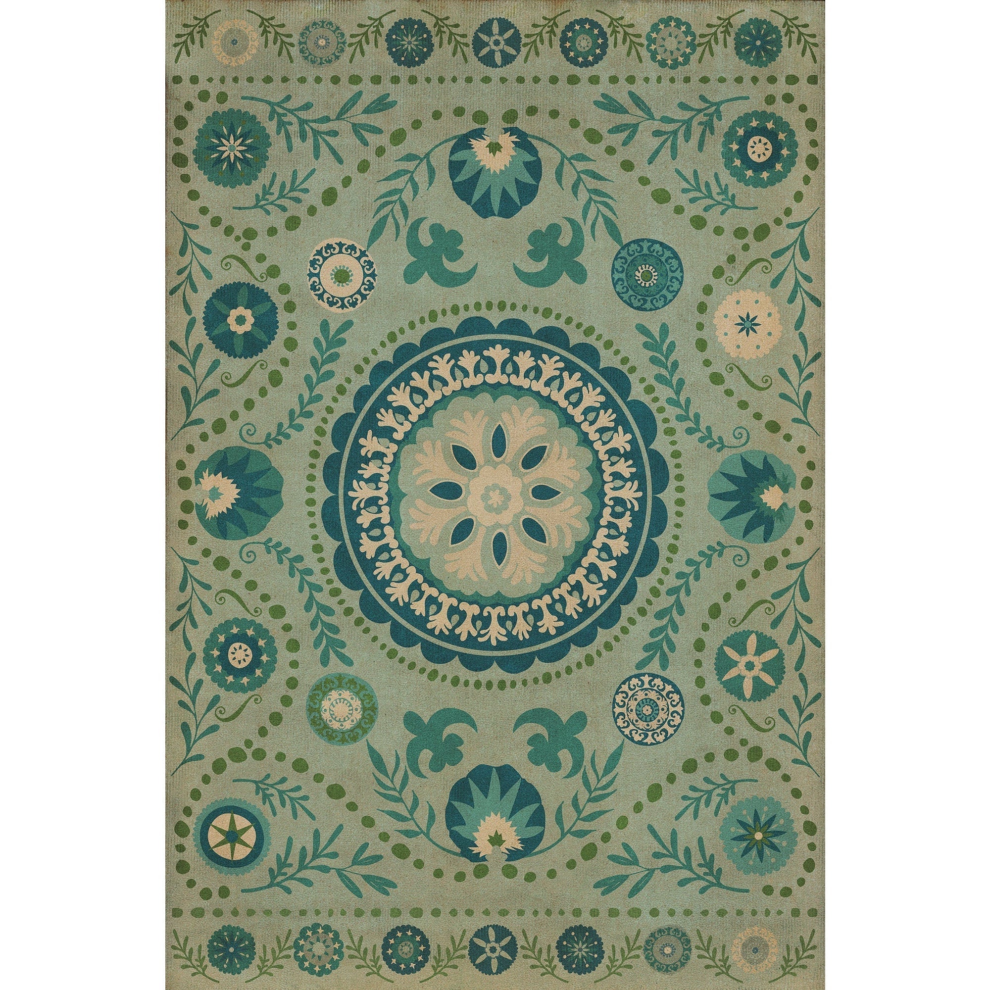 Pattern 38 Boho Blue Vinyl Floor Cloth