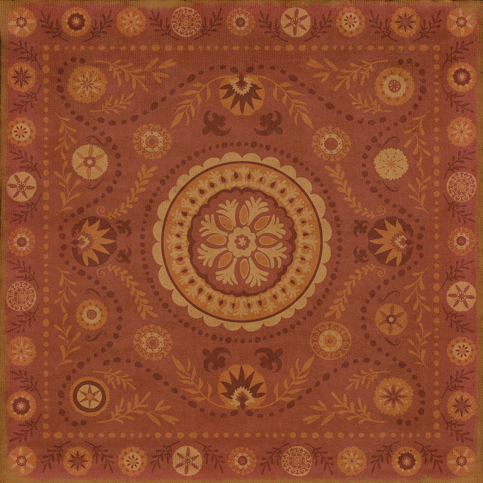 Pattern 38 Crimson Vinyl Floor Cloth
