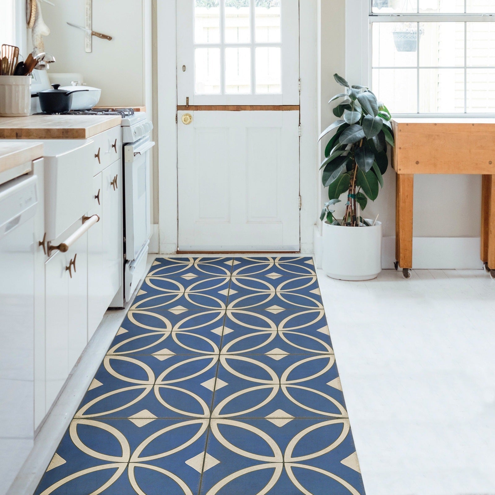 Pattern 70 Dress Blues Vinyl Floor Cloth