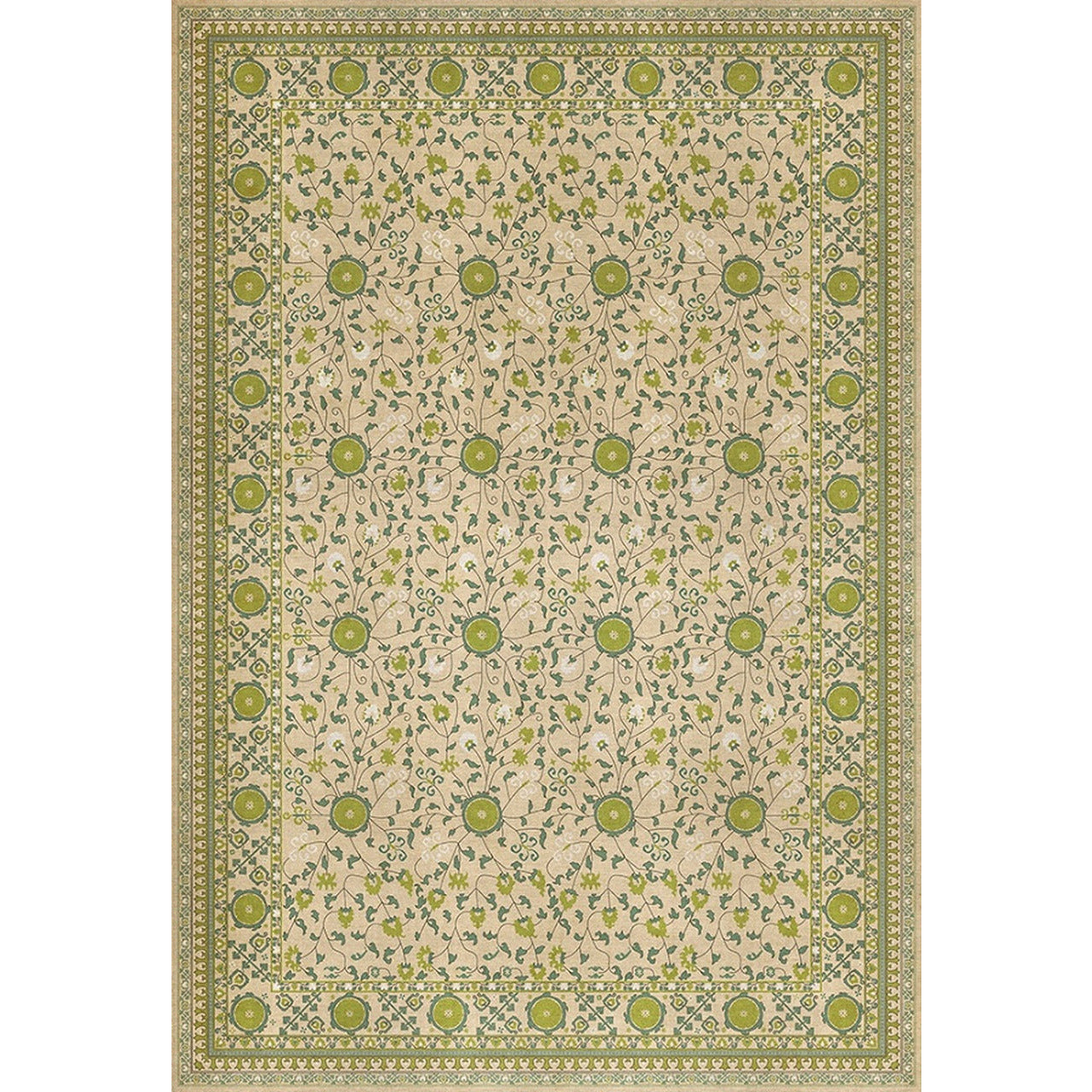 Persian Bazaar Samarkand Yashil Vinyl Floor Cloth