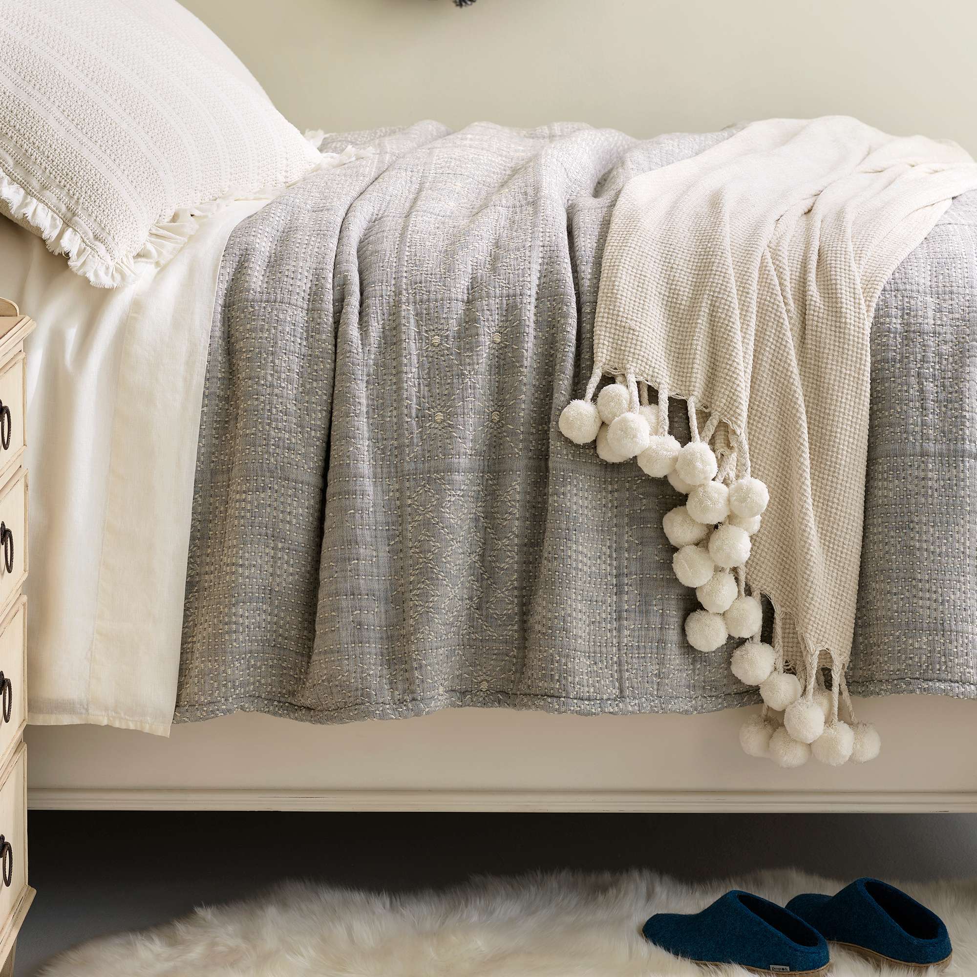 Pine Cone Hill Elsa Grey Matelasse Coverlet