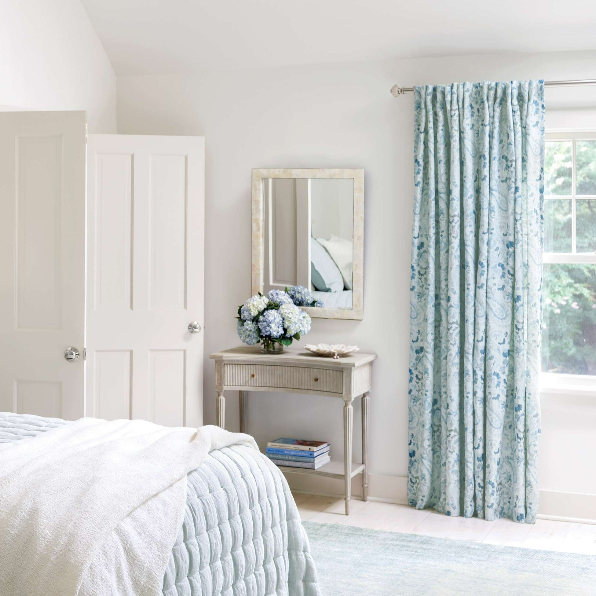 Pine Cone Hill Ines Linen Blue Curtain Panel