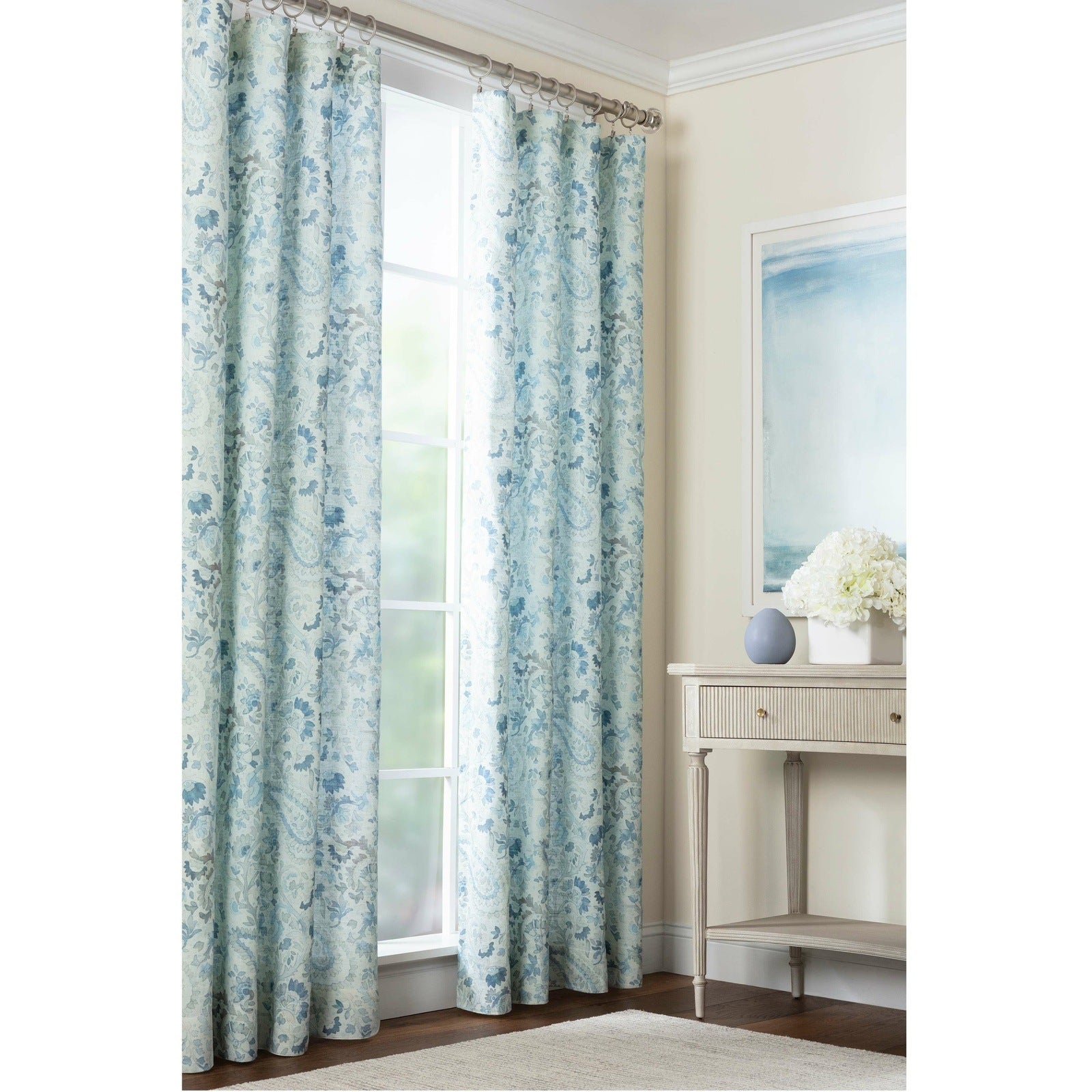 Pine Cone Hill Ines Linen Blue Curtain Panel