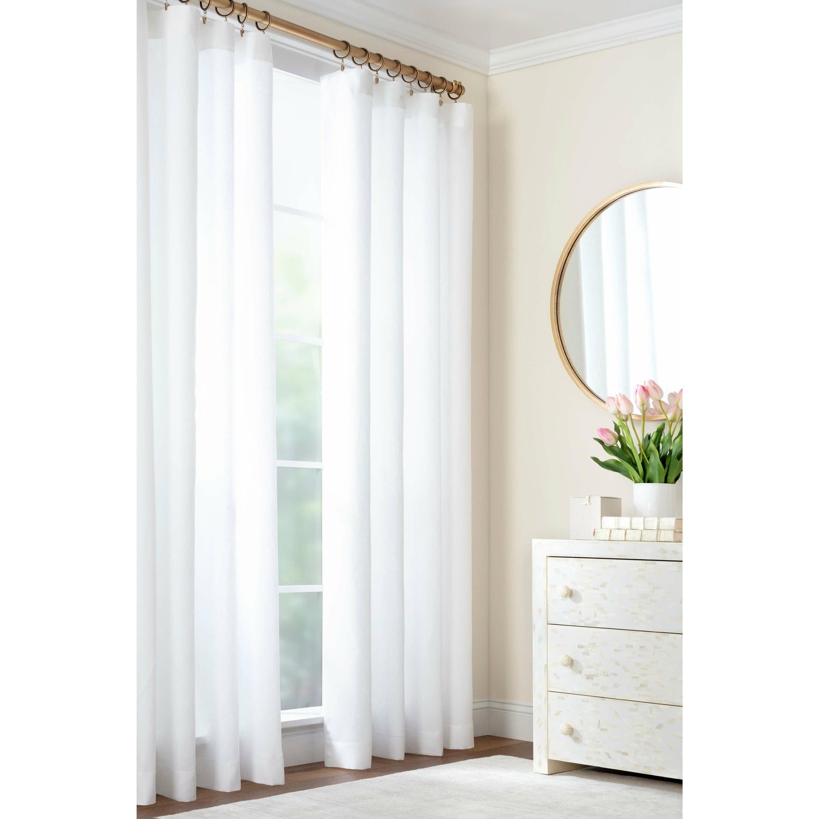 Pine Cone Hill Lush Linen White Curtain Panel