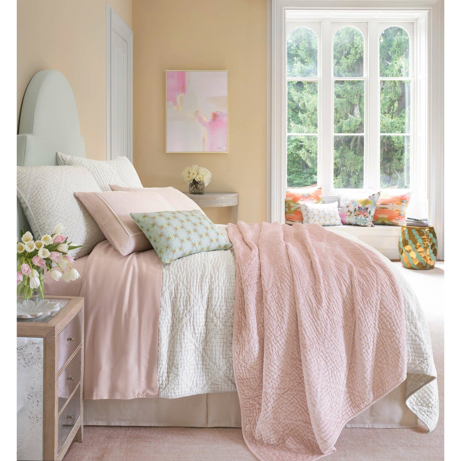 Pine Cone Hill Parisienne Velvet Dove White Quilt