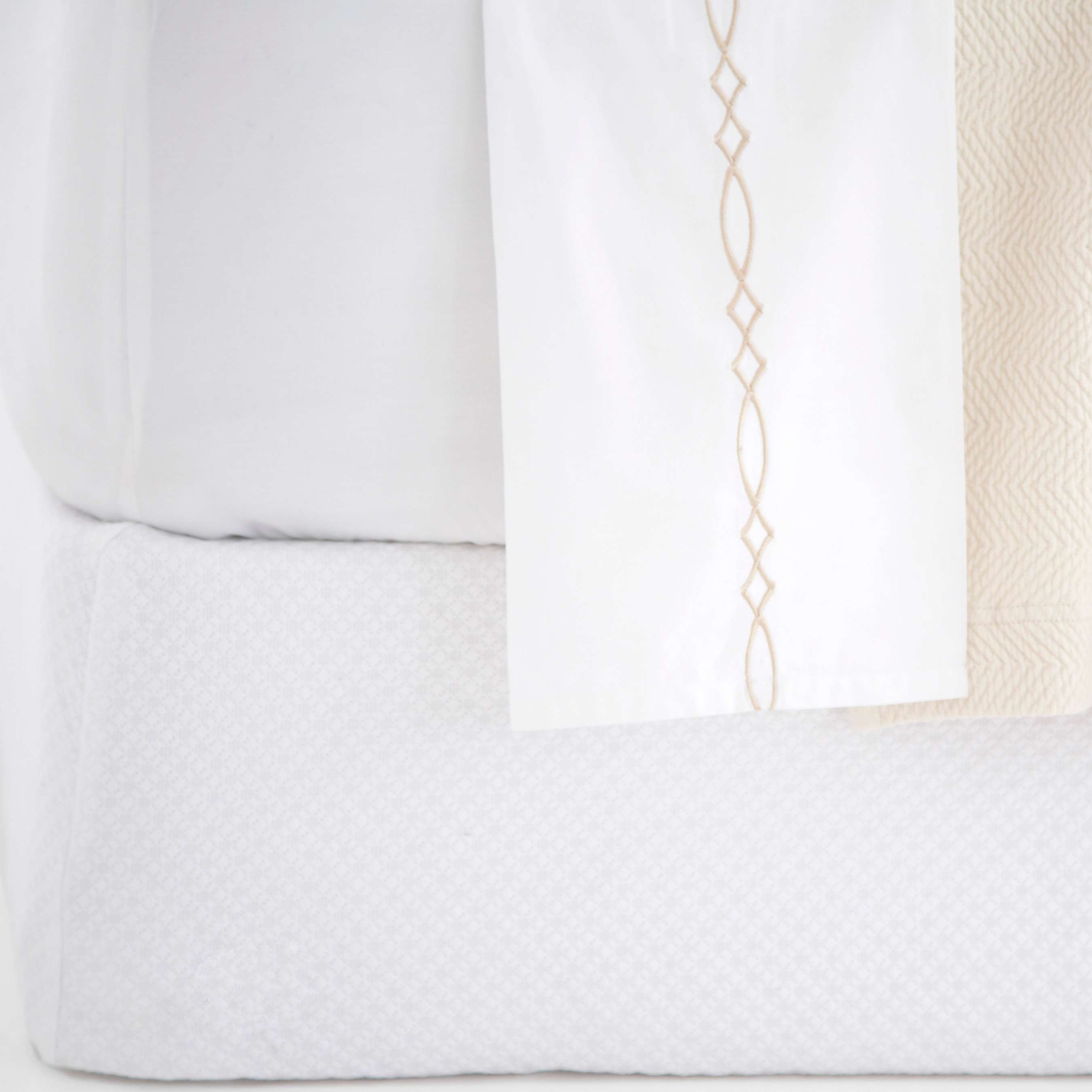 Pine Cone Hill Petite Trellis White Matelasse Box Spring Cover