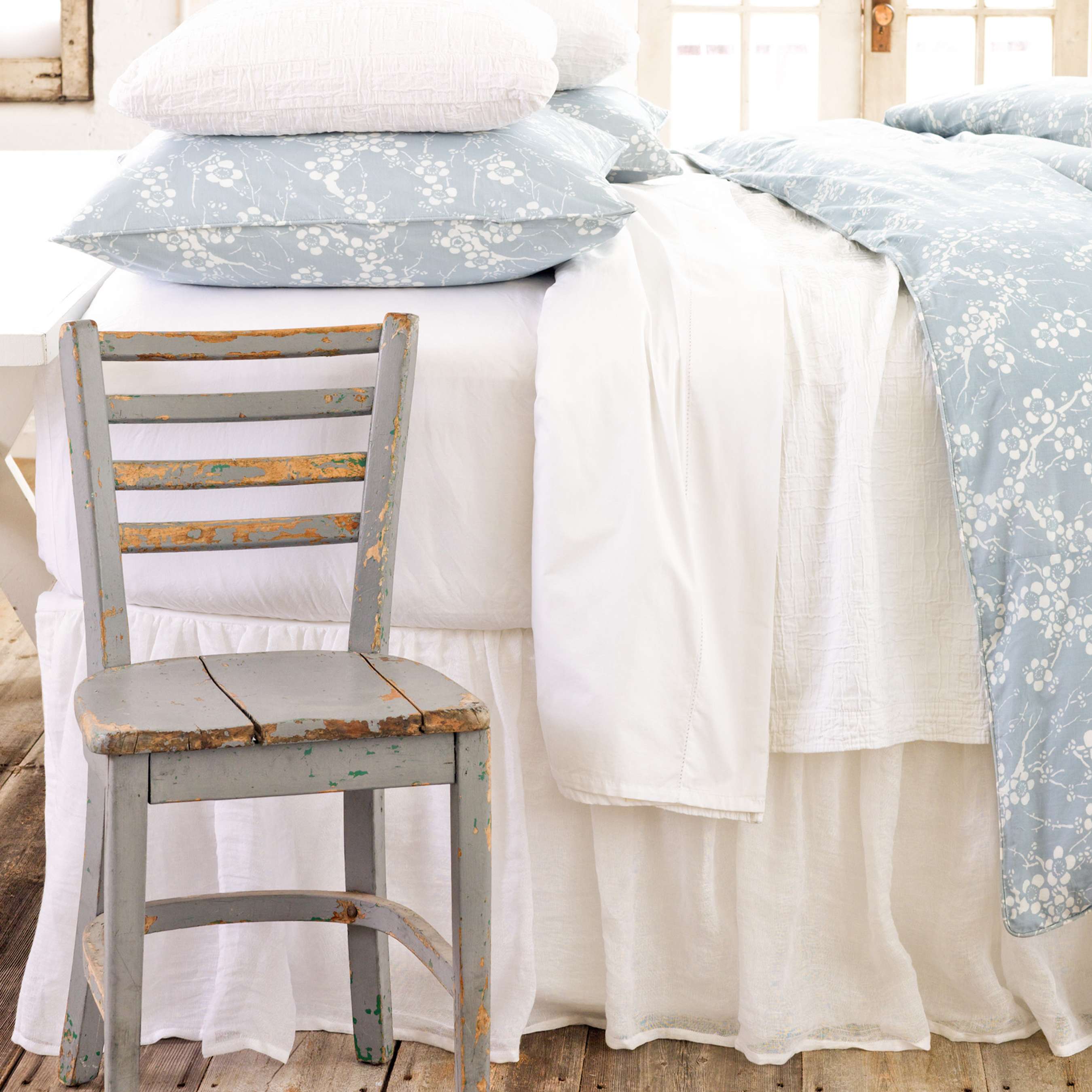 Pine Cone Hill Savannah Linen Gauze White Bed Skirt