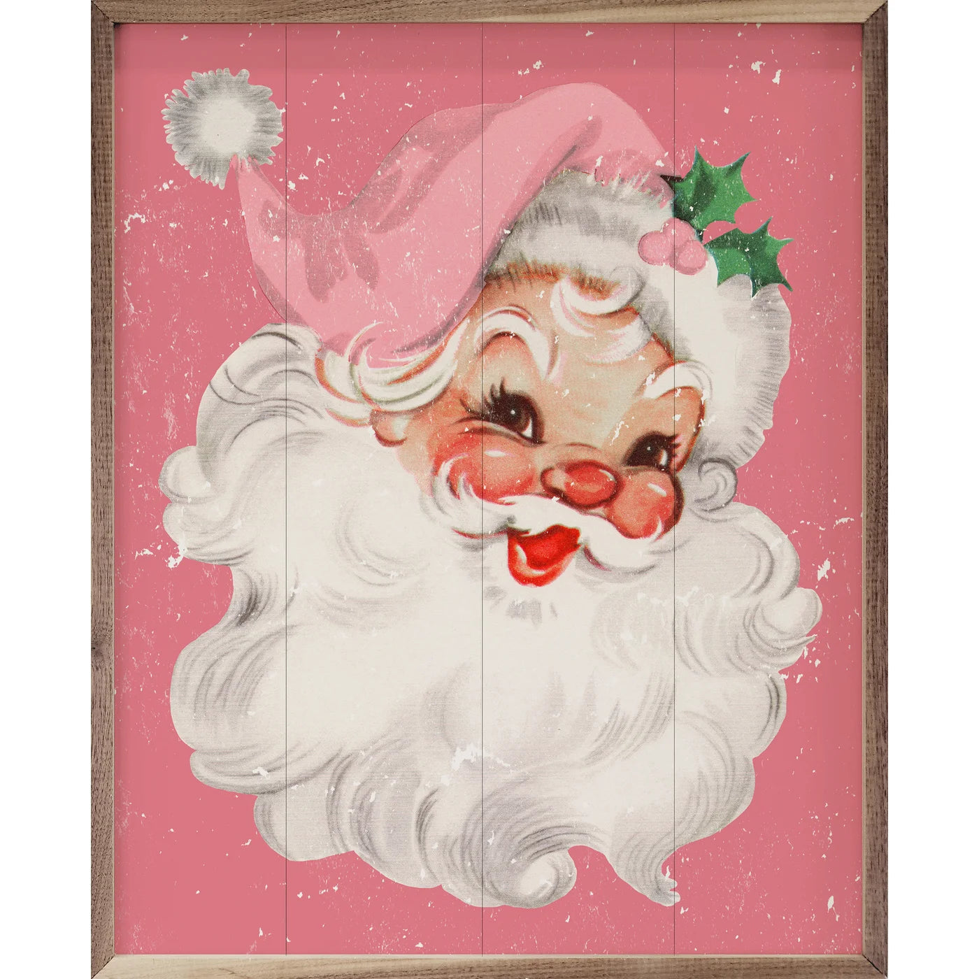 Pink Santa Wood Framed Print