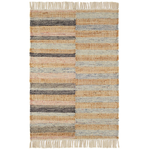 Ravel Stripe Blue Handwoven Wool Rug