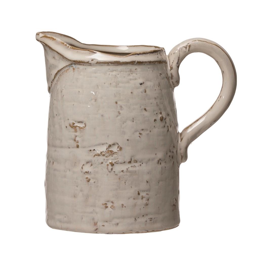 Reactive Glaze Stoneware White Pitcher