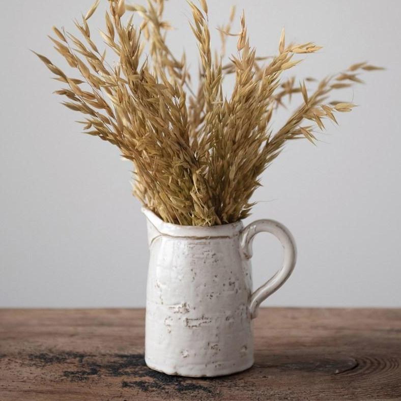 Reactive Glaze Stoneware White Pitcher