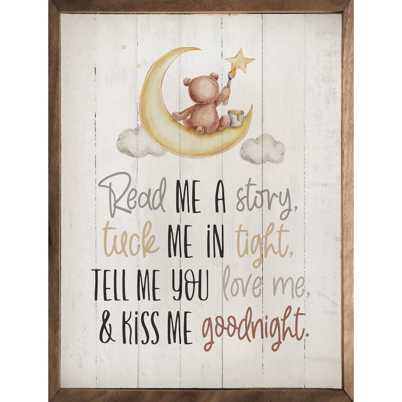 Read Me A Story Moon Whitewash Wood Framed Print