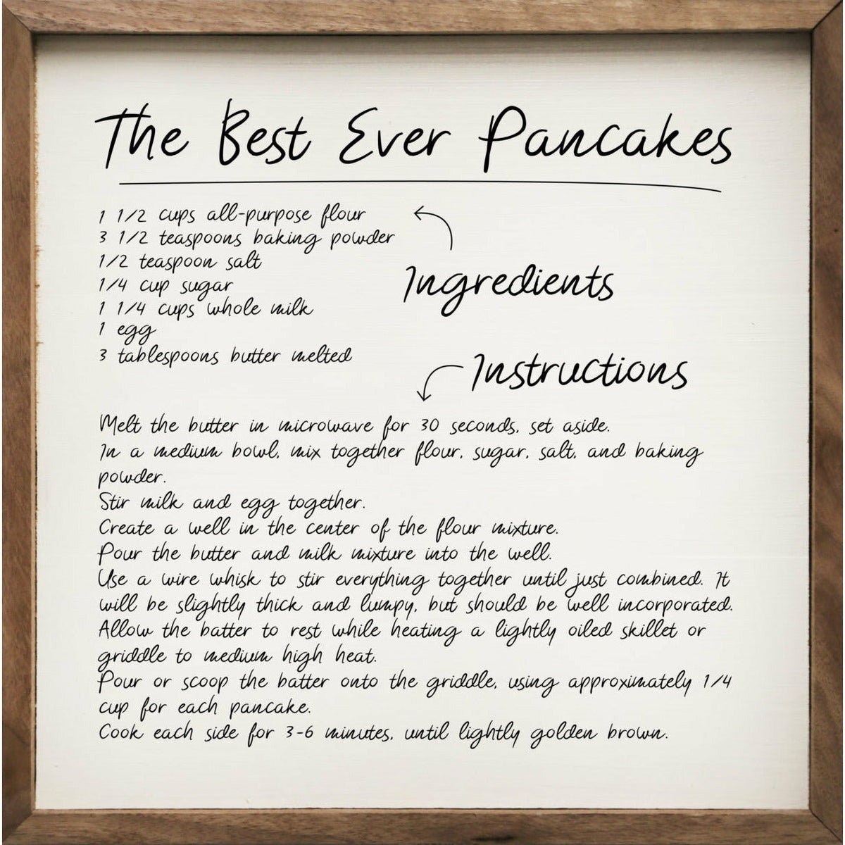 Recipe Best Ever Pancakes Wood Framed Print