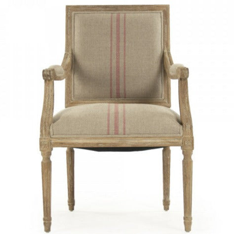 Red Stripe Louis Arm Chair