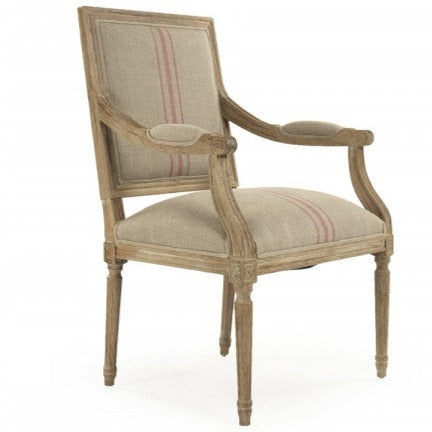 Red Stripe Louis Arm Chair