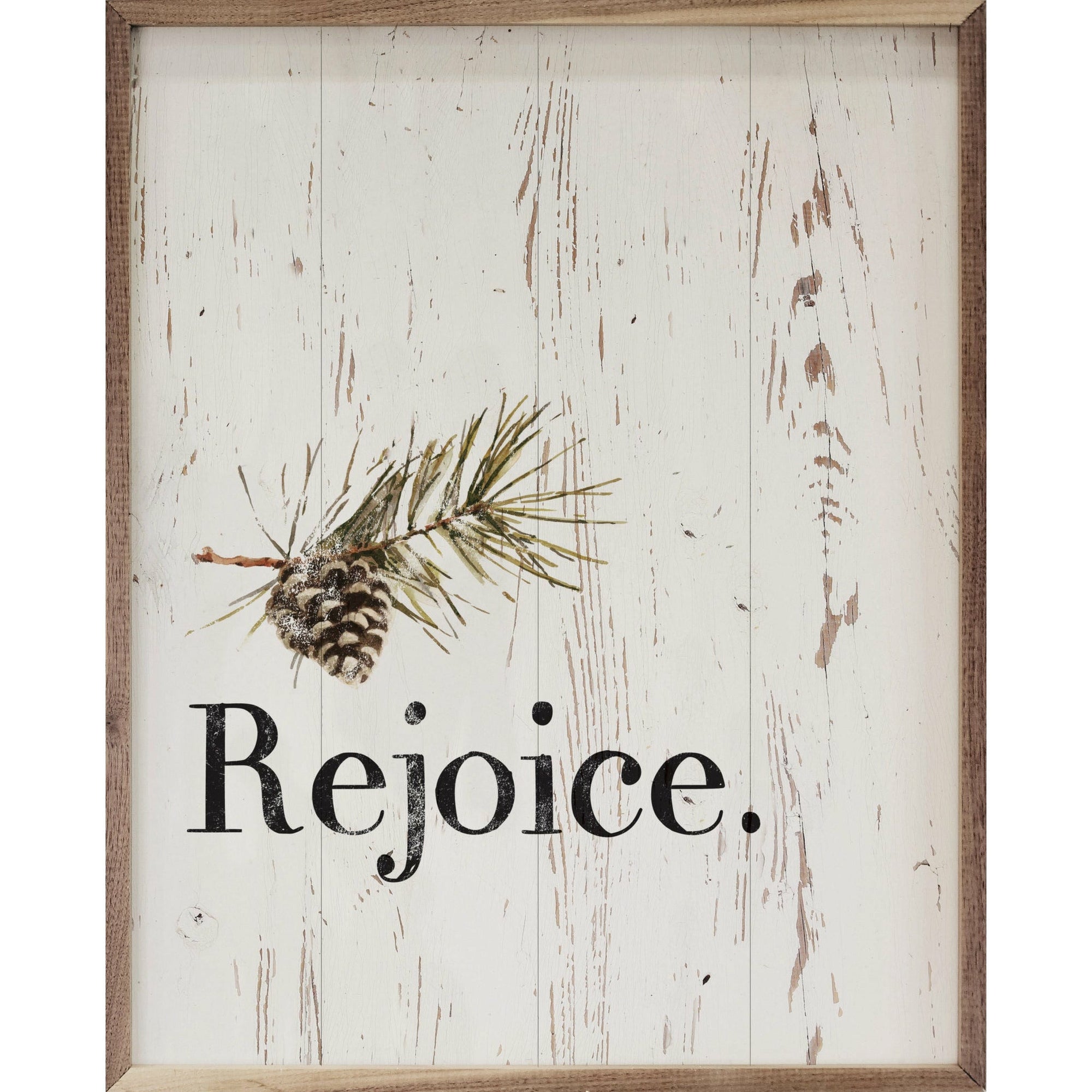 Rejoice Pinecone Wood Framed Print