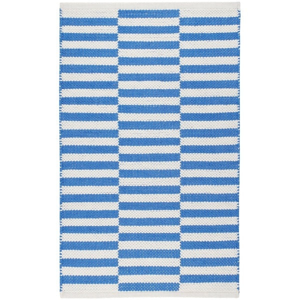Sailing Stripe French Blue Handwoven Indoor/Outdoor Rug