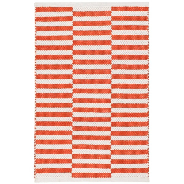Sailing Stripe Tangerine Handwoven Indoor/Outdoor Rug