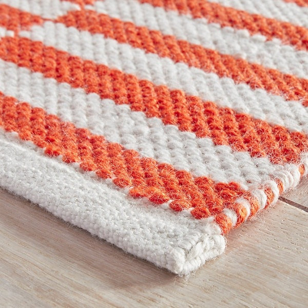 Sailing Stripe Tangerine Handwoven Indoor/Outdoor Rug