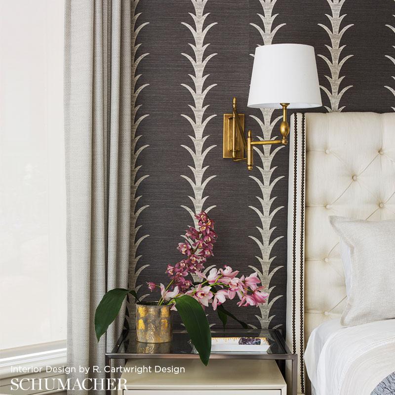 Schumacher Acanthus Stripe Sisal Wallpaper