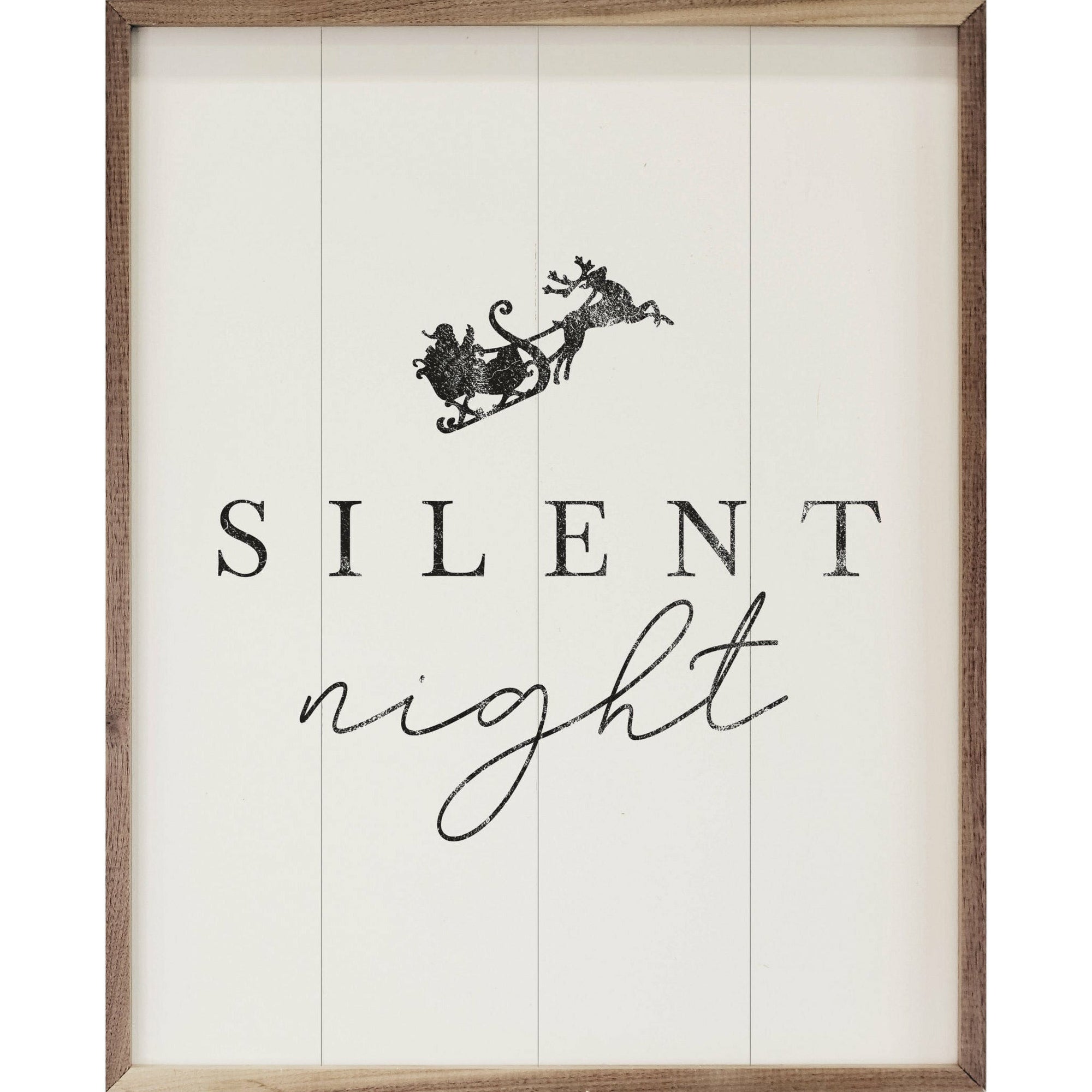 Silent Night Sleigh Wood Framed Print
