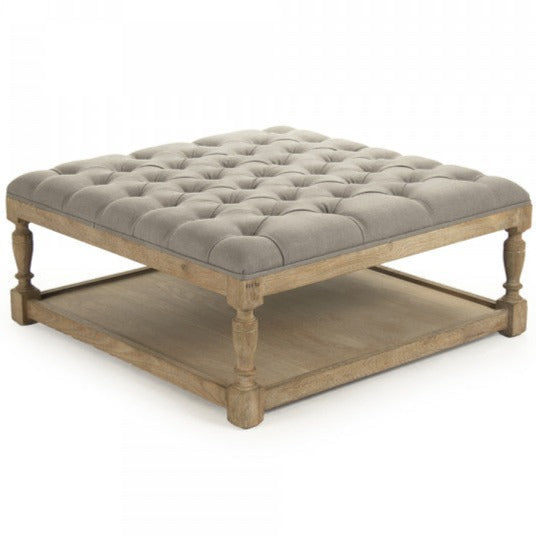 Square Grey Tufted Ottoman