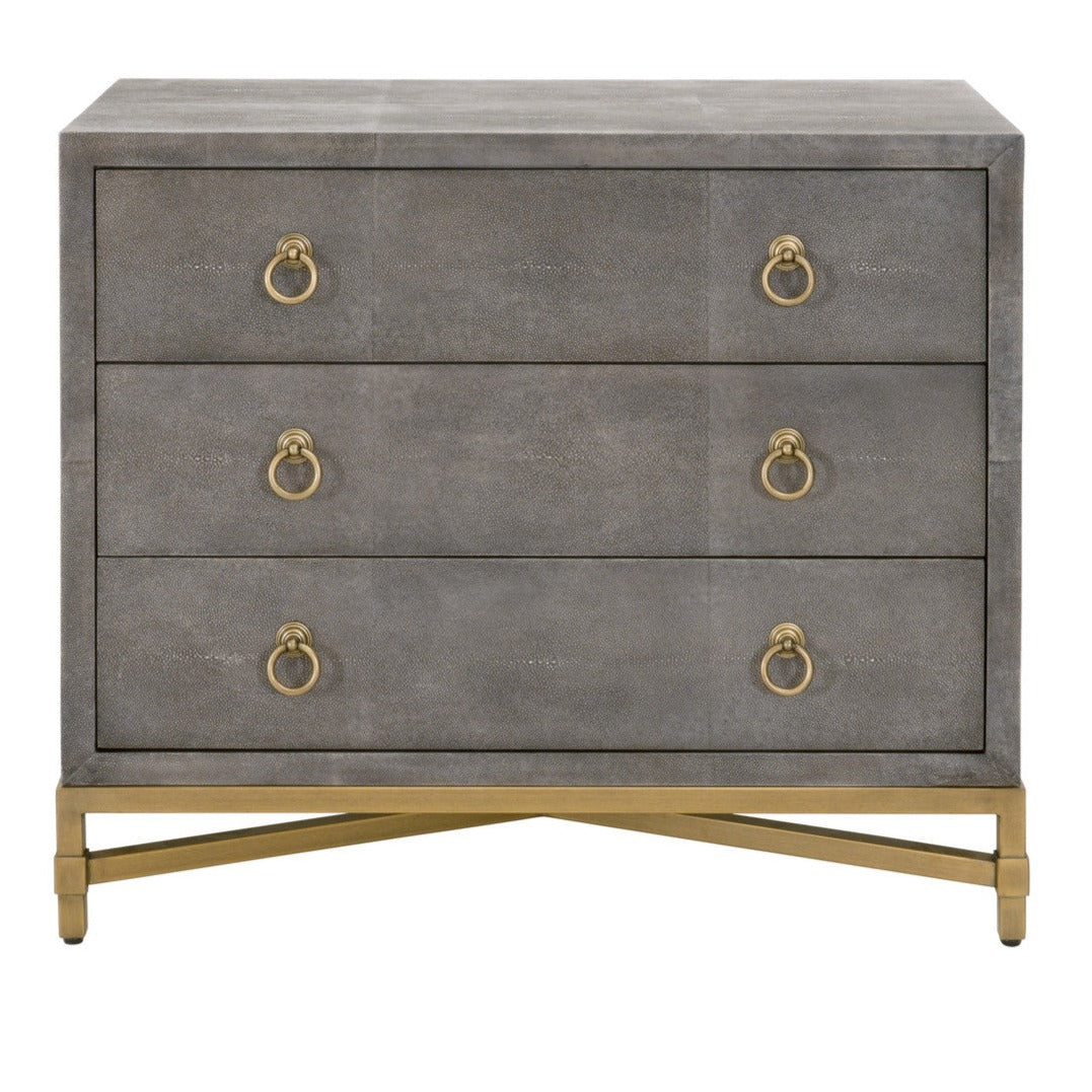 Strand Gray Shagreen 3-Draw Nightstand