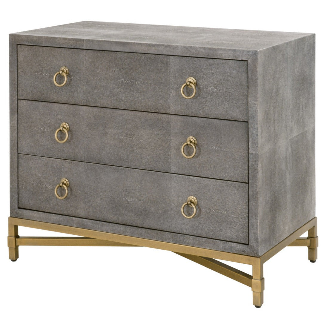 Strand Gray Shagreen 3-Draw Nightstand