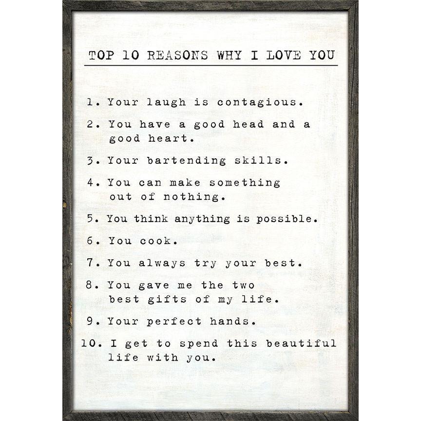 Sugarboo Designs Top Ten Reasons I Love You Custom Art Print