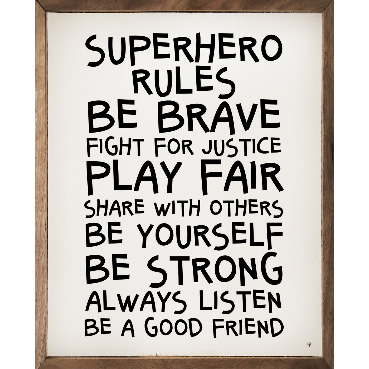 Superhero Rules Wood Framed Print