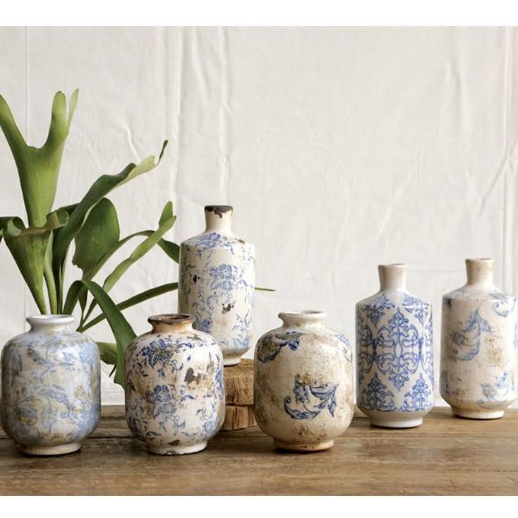Terra Cotta Blue & White Vase