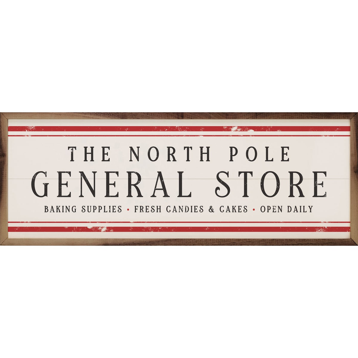 The North Pole General Store Stripe Wood Framed Print