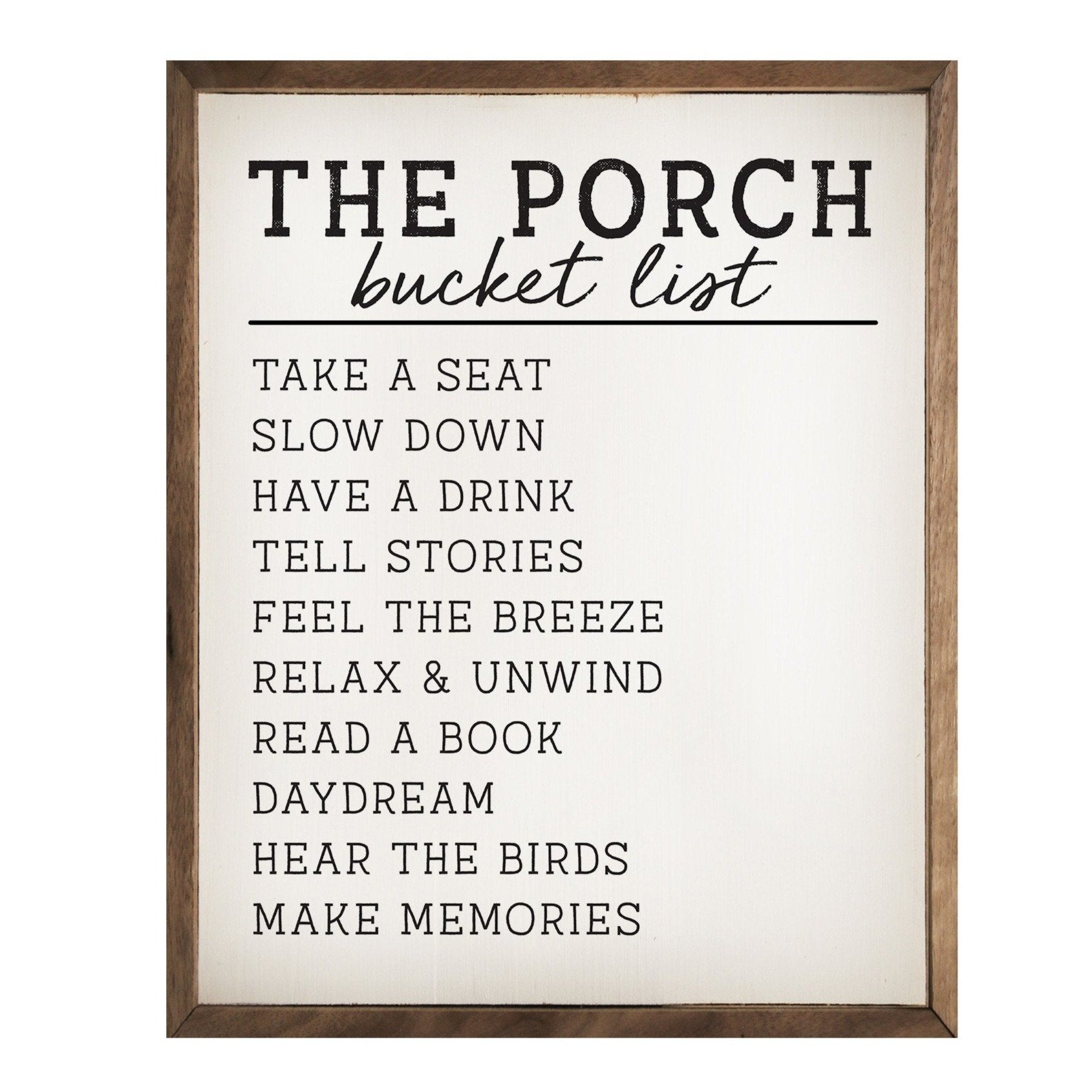 The Porch Bucket List Wood Framed Print