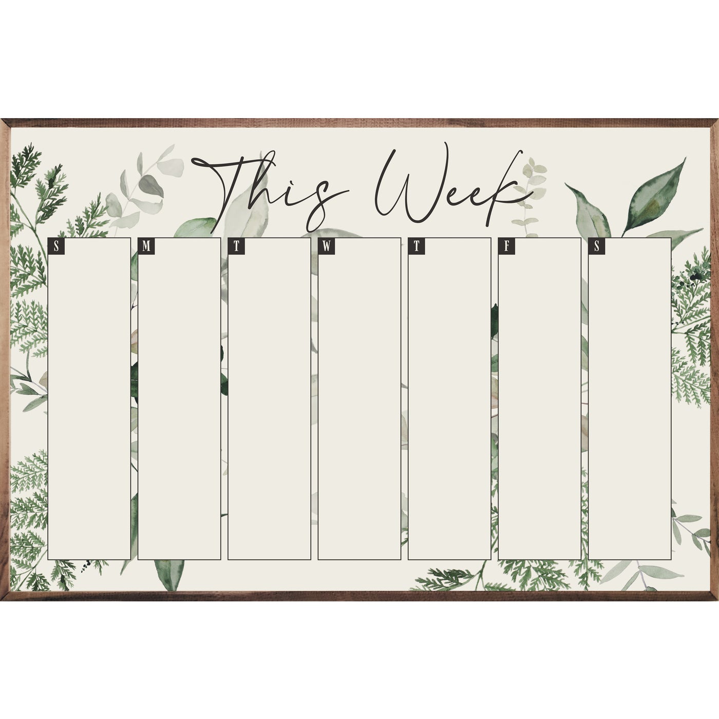This Week With Leaves Wood Framed Whiteboard