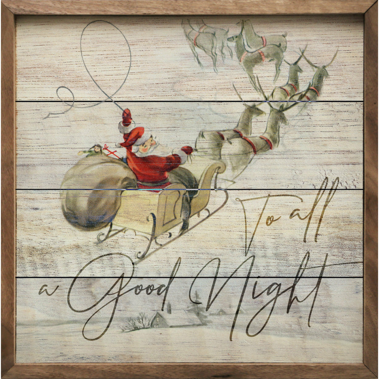 To All A Good Night Sleigh Wood Framed Print