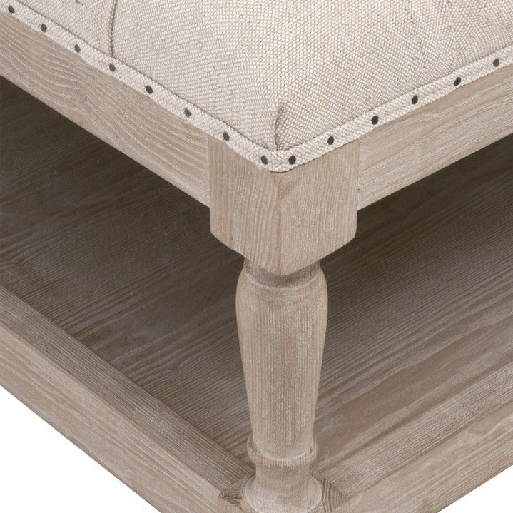 Townsend Tufted Upholstered Bisque French Linen Coffee Table