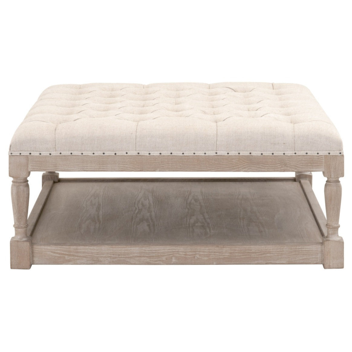 Townsend Tufted Upholstered Bisque French Linen Coffee Table