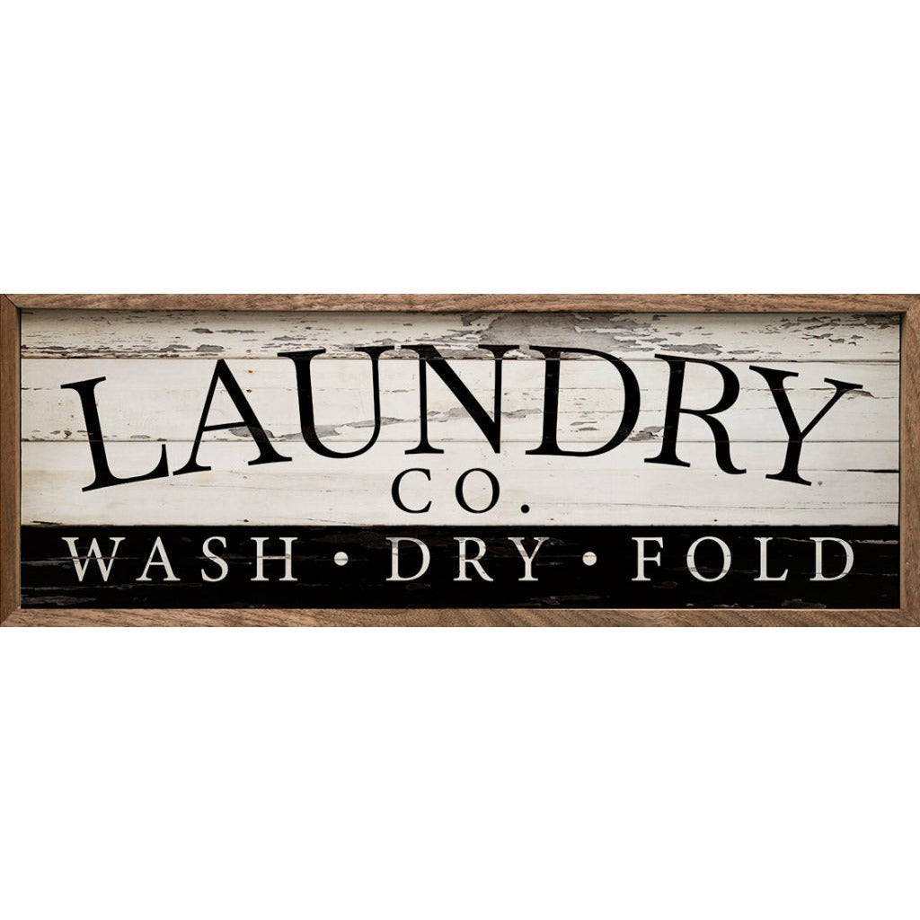 Vintage Laundry Co Stripe Wood Framed Print