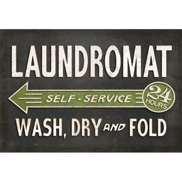 Vintage Vinyl Laundromat Black Floorcloth