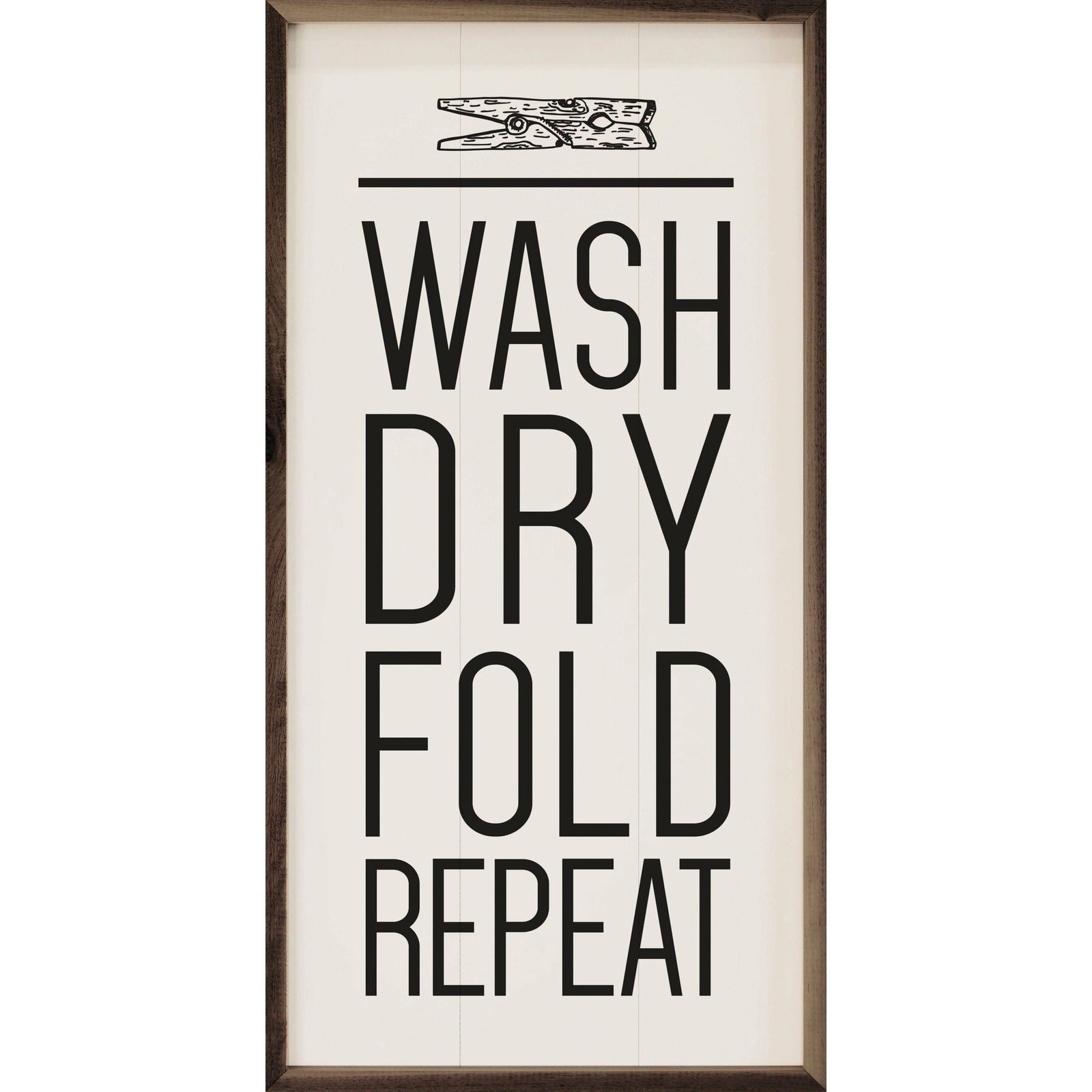 Wash Dry Fold Repeat Vertical Wood Framed Print