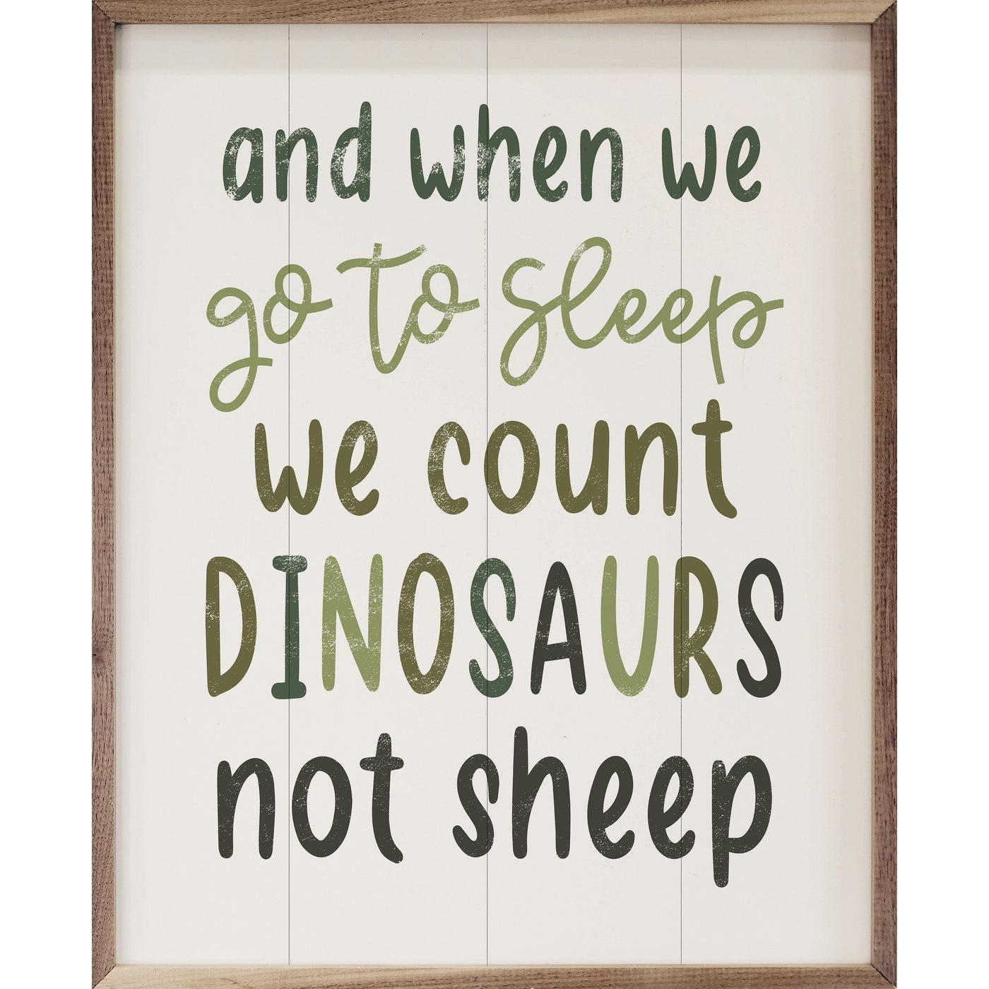 We Count Dinosaurs Not Sheep White Wood Framed Print