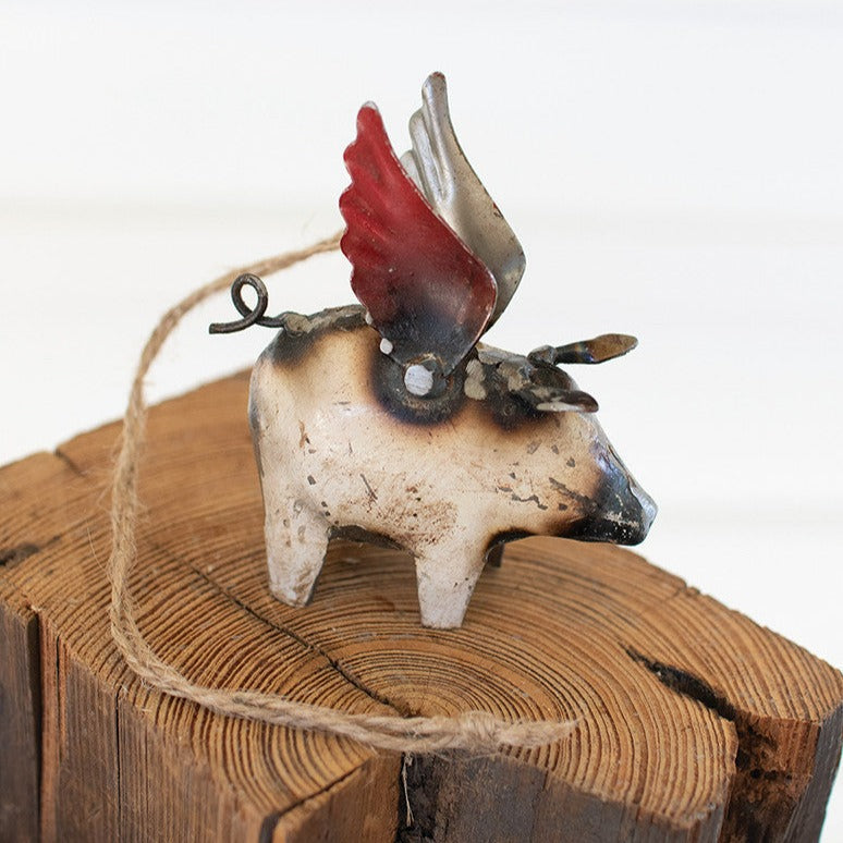 When Pigs Fly Recycled Metal Ornament