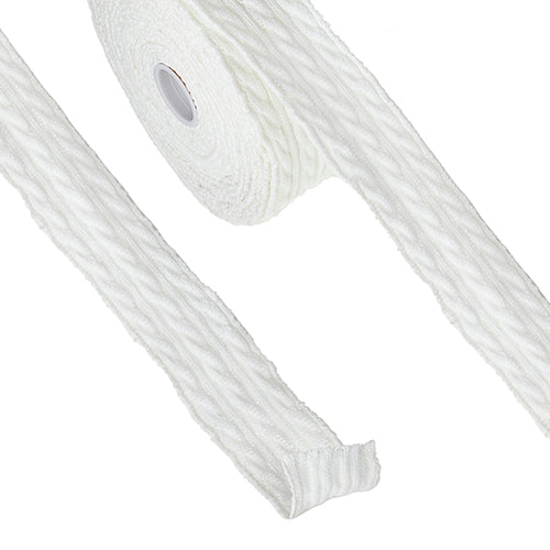 White Knit Wired Ribbon